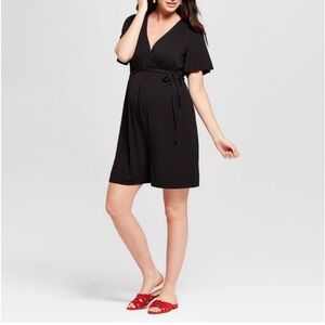 Isabel Maternity Black Short Sleeve Romper. Size XS